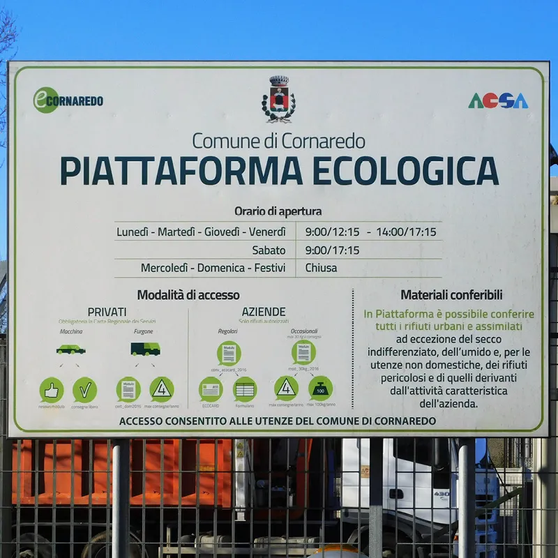 Cartelli ingresso - Piattaforma ecologica Cornaredo