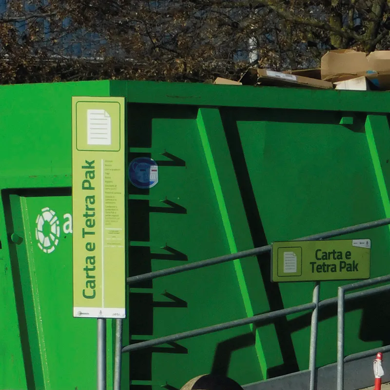 Cartelli CdR Piattaforma ecologica Cornaredo Carta e Tetra Pak