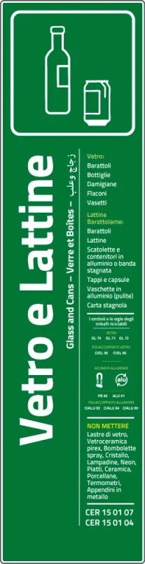 Cartello Piattaforma Ecologica Vetro e Lattine
